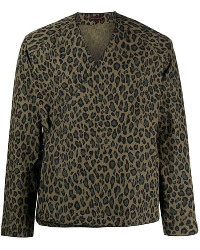 Clot Leopard-print Cotton-blend Kimono - Green