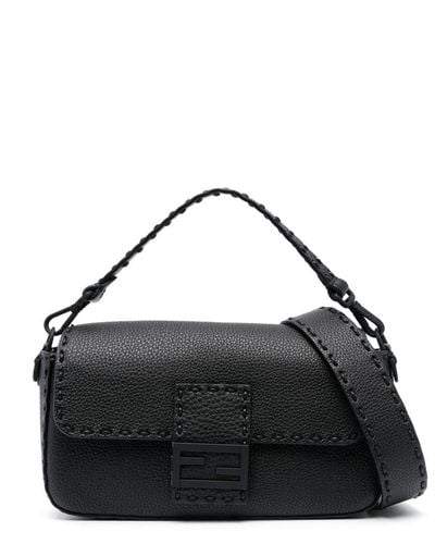 Fendi Selleria Leather Shoulder Bag - Black