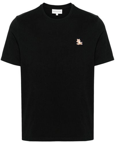 Maison Kitsuné T-shirt Met Patch - Zwart