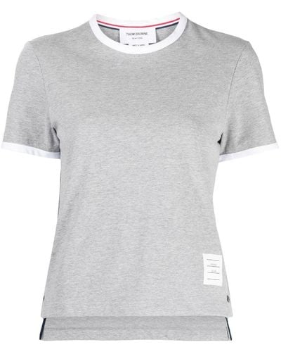 Thom Browne Rwb-stripe Logo-patch T-shirt - Grey