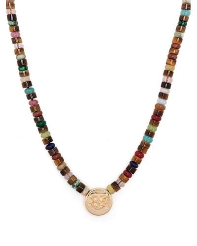 Luis Morais Perlenkette mit 14kt Gelbgoldanhänger - Schwarz