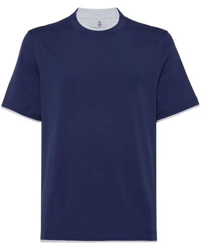 Brunello Cucinelli T-Shirt mit Kontrastdetails - Blau