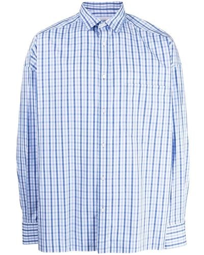 Kolor Checked Long-sleeve Shirt - Blue