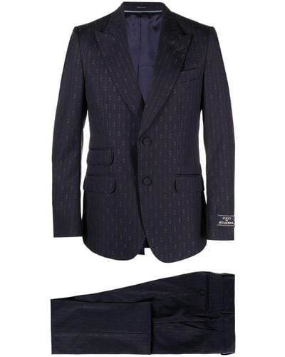 Gucci GG Monogram Single-breasted Suit - Blue