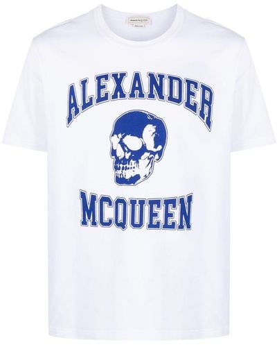 Alexander McQueen Camiseta con logo estampado - Azul