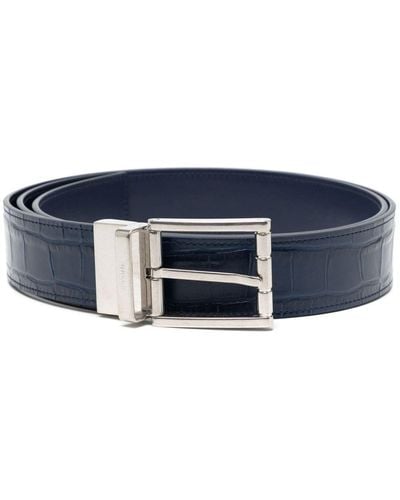 Bally Crocodile-effect Leather Belt - Blue