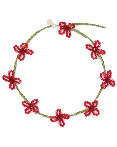 Simone Rocha Floral Bead-embellished Necklace - Red