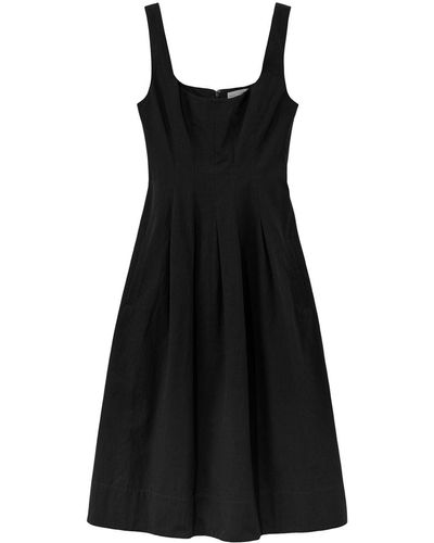Proenza Schouler Pleated Cotton-linen Blend Dress - Black