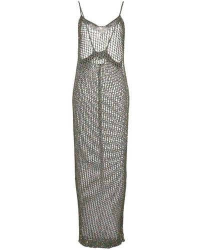 Laneus Open-knit Sequined Maxi Dress - Gray