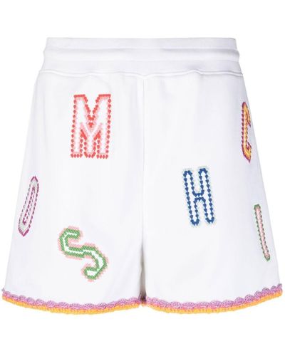Moschino Shorts Met Geborduurd Logo - Wit