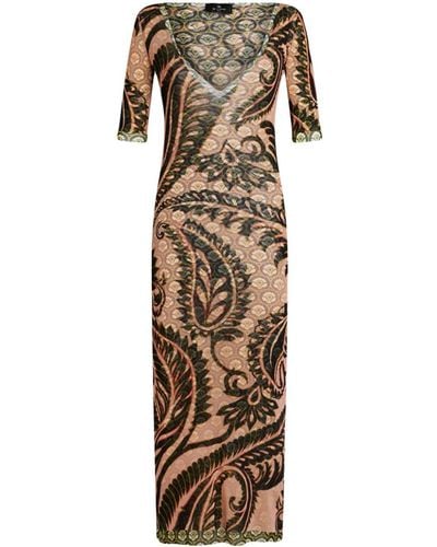 Etro Paisley-Print Tulle Maxi Dress - Natural