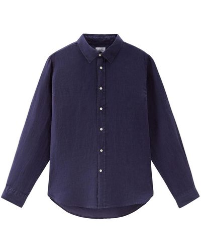 Woolrich Klassisches Leinenhemd - Blau