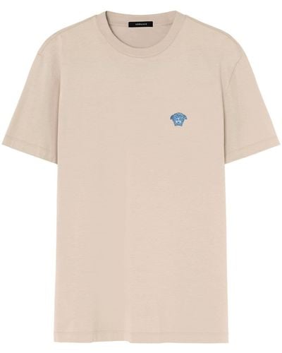Versace Katoenen T-shirt Met Medusa-applicatie - Naturel