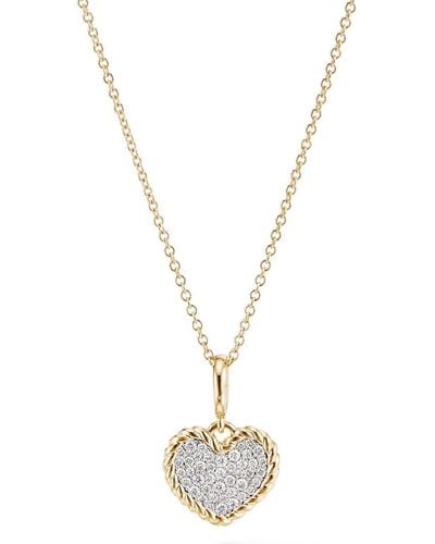 David Yurman 18kt Yellow Gold Cable Collectibles Heart Diamond Necklace - Metallic