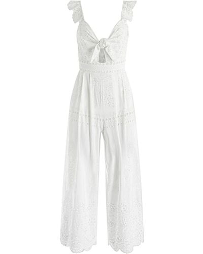 Alice + Olivia Tie-front Cut-out Jumpsuit - White