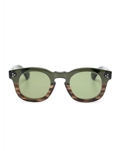 Lesca Round-frame Two-tone Sunglasses - Green