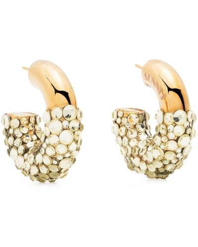 Sunnei Rhinestone-embellished Chunky Hoop Earrings - Metallic
