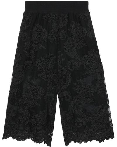 Simone Rocha Pantalones cortos con encaje floral - Negro