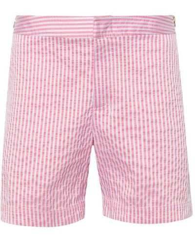 Orlebar Brown Bulldog Striped-jacquard Swim Shorts - Pink