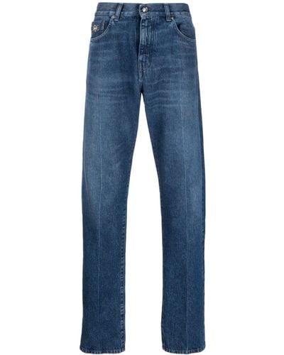 Versace Halbhohe Straight-Leg-Jeans - Blau