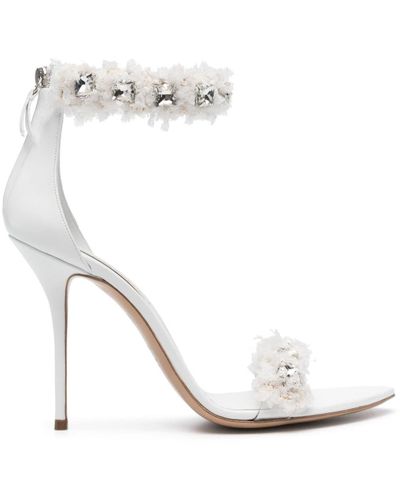 Casadei Elasa+minorca Gem-embellished Leather Sandals - White