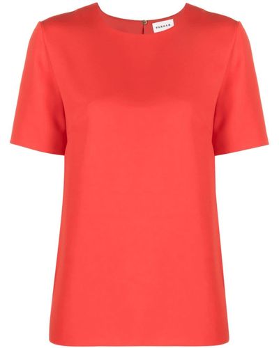 P.A.R.O.S.H. Round-neck Crepe Blouse - Red