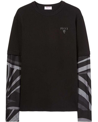 Emilio Pucci T-Shirt mit Iride-Ärmeln - Schwarz