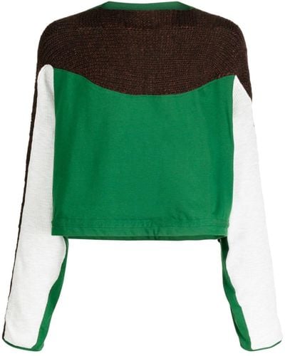 Kiko Kostadinov Long-sleeve Knitted-panel Jumper - Green