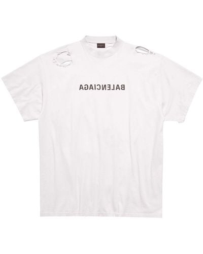 Balenciaga T-shirt Mirror à effet usé - Blanc