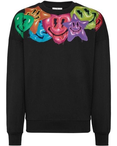 Philipp Plein Smiley Face-print Sweatshirt - Black
