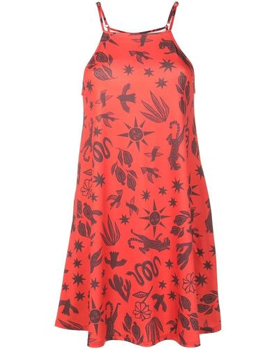 Lygia & Nanny Isis Estampado Graphic-print Mini Dress - Red
