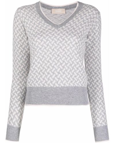 Drumohr Intarsia-knit Cashmere Sweater - Grey