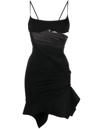 Mugler Chiffon-panelled Minidress - Black