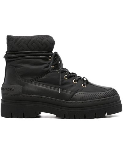 Tommy Hilfiger Quilted Panelled Boots - Black