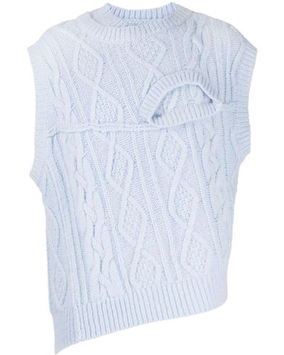 Feng Chen Wang Cable-knit Sleeveless Top - Blue
