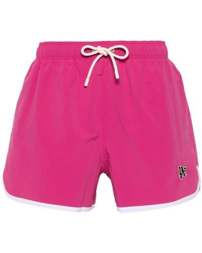 Palm Angels Monogram-patch Swim Shorts - Pink