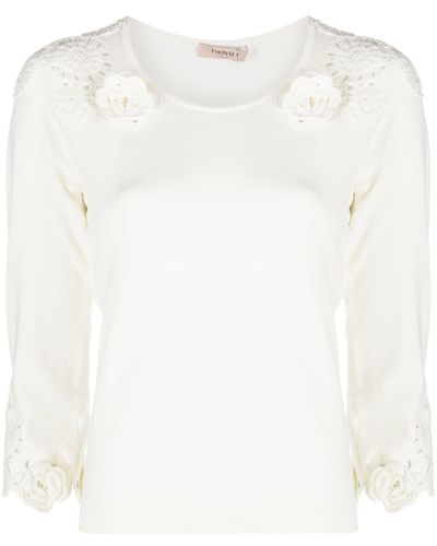 Twin Set Open-knit Detail Sweater - White