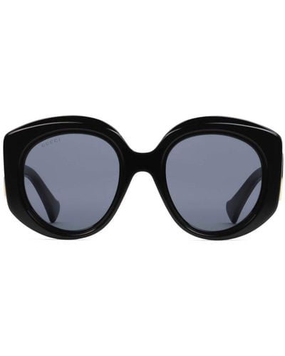 Gucci Gafas de sol con montura redonda oversize - Negro