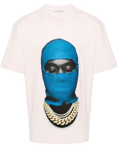ih nom uh nit Mask20-print Cotton T-shirt - Blue