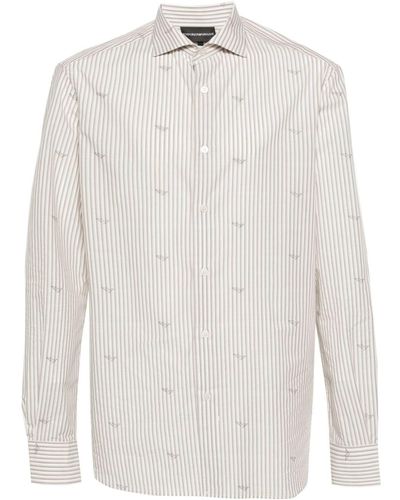 Emporio Armani Logo-print Striped Shirt - White