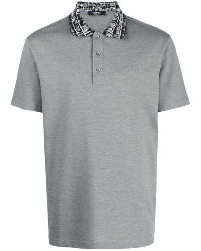 Versace Coccodrillo Cotton Polo Shirt - Grey