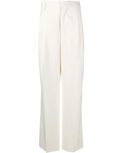 Ami Paris Pleat-detail Wool Wide-leg Trousers - White