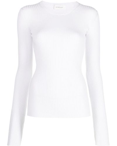 Sportmax Ribbed-knit Long-sleeved Jumper - White