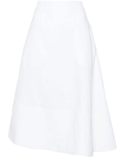 Jil Sander Asymmetric Linen Midi Skirt - White