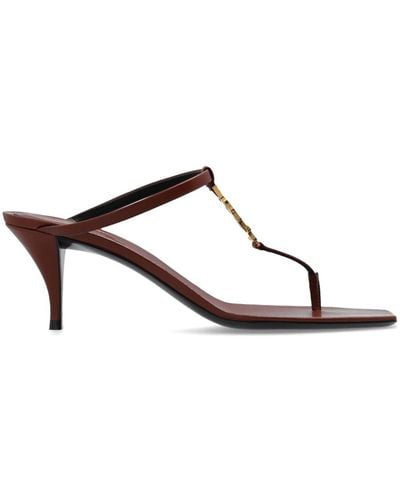Saint Laurent Cassandra leather sandals - Braun
