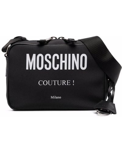 Moschino Sac porté épaule zippé à logo imprimé - Noir