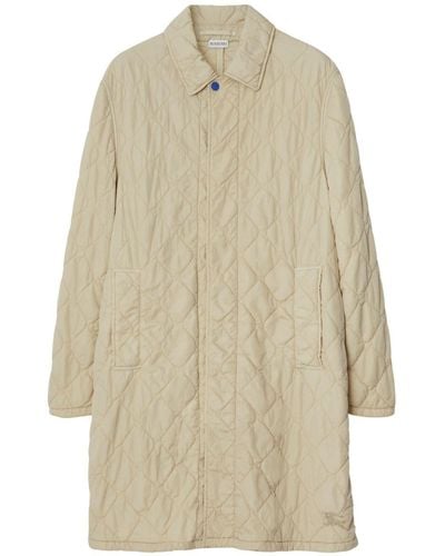 Burberry Quilted Single-breasted Car Coat - Natural