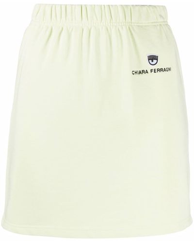 Chiara Ferragni Embroidered Logo Cotton Mini Skirt - Green