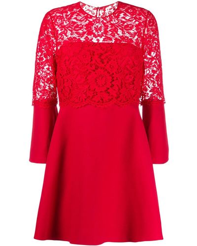 Valentino Garavani Floral Lace A-line Minidress - Red