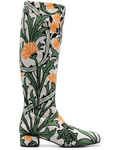 La DoubleJ Edie 40mm Floral-jacquard Boots - Green
